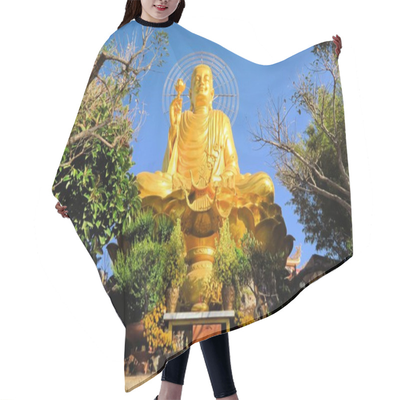 Personality  Giant Sitting Golden Buddha.,Dalat, Vietnam Hair Cutting Cape