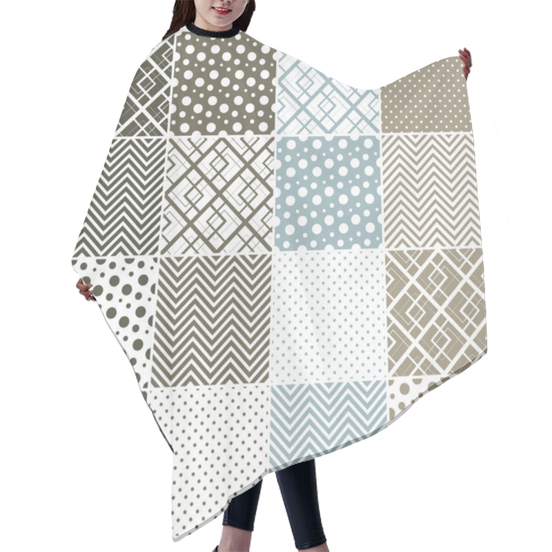 Personality  Geometric Seamless Patterns: Squares, Polka Dots, Chevron Hair Cutting Cape