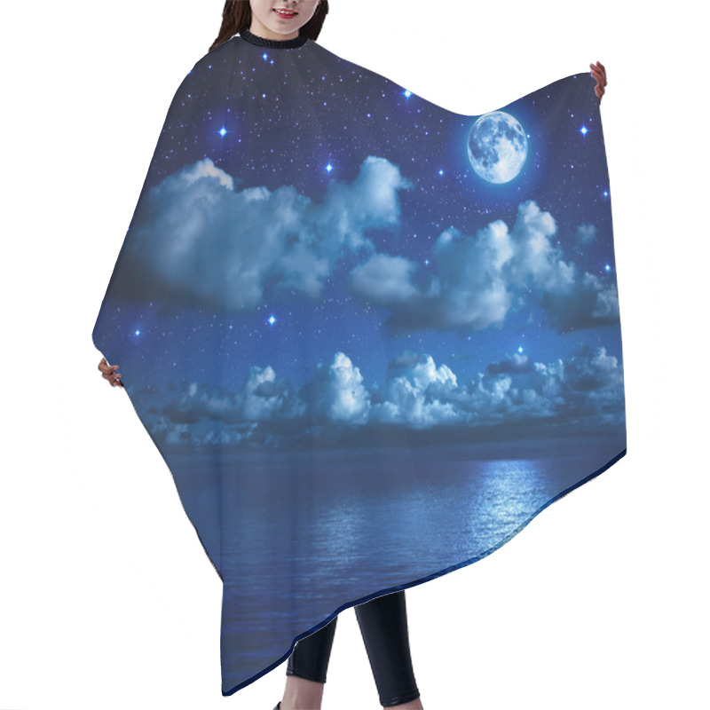 Personality  Super Moon In Starry Sky With Clouds And Sea Hair Cutting Cape