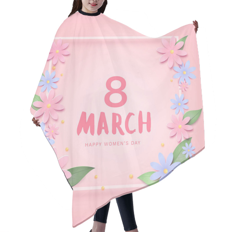 Personality  8 March Banner. Happy Women's Day. Vector Illustration. Hair Cutting Cape