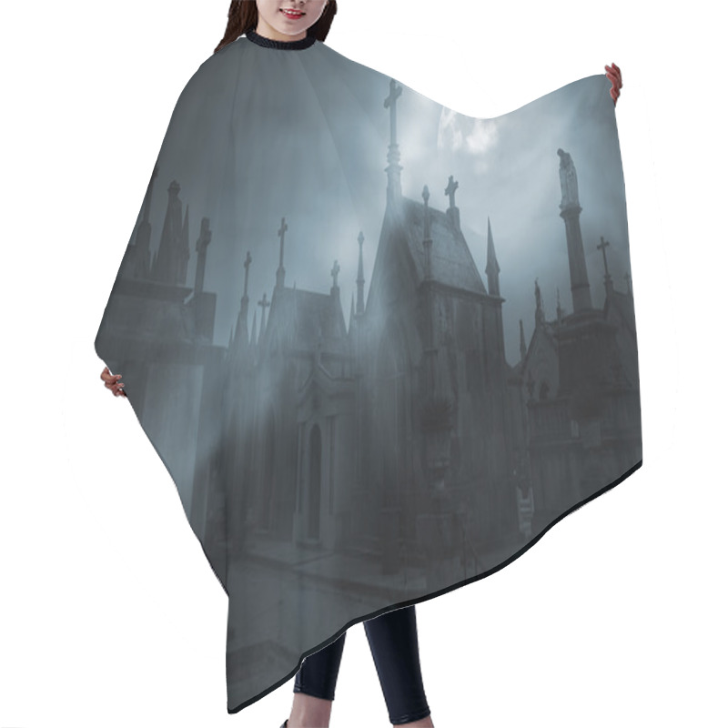 Personality  Cemetery In A Foggy Full Moon Night Hair Cutting Cape