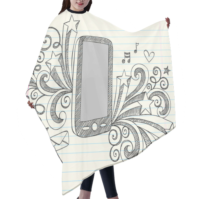 Personality  Cell Phone Sketchy Notebook Doodles Vector Illustration Hair Cutting Cape