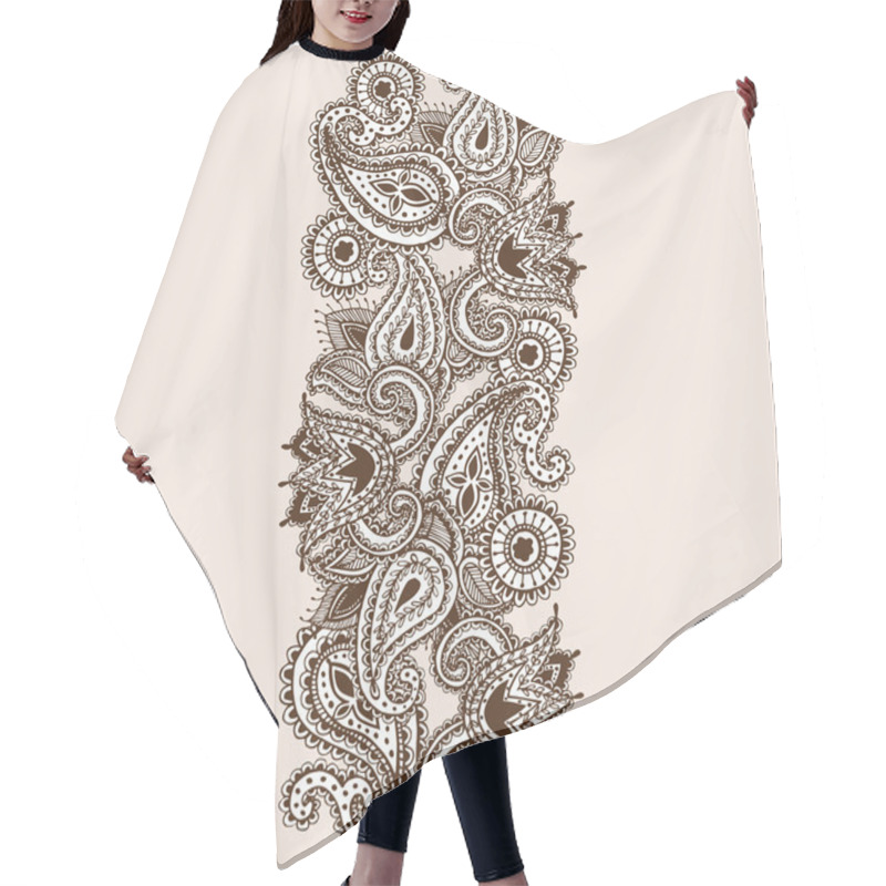 Personality  Hand-Drawn Henna Mehndi Abstract Mandala Flowers And Paisley Doo Hair Cutting Cape