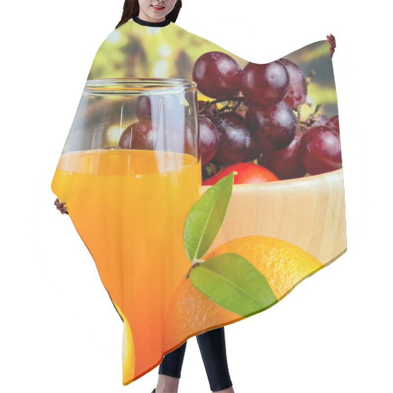 Personality  Freshly Squeezed Juice Represents Healthy Orange Drink And Beverage  Hair Cutting Cape