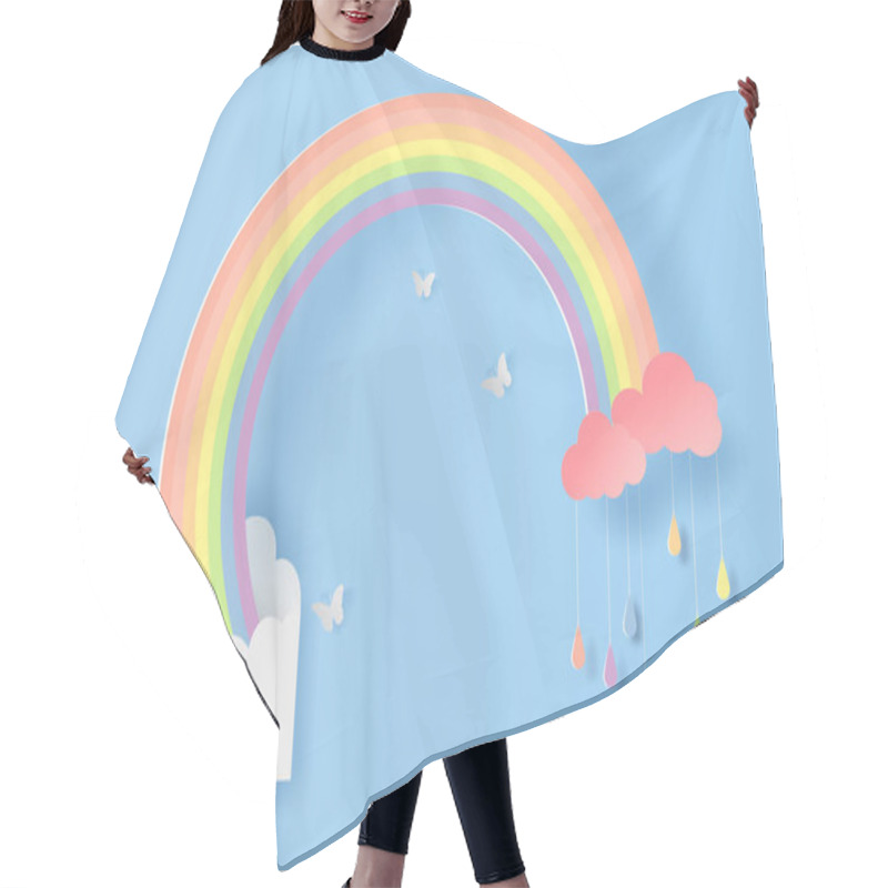 Personality  Illustration Of White Envelope With Clover And Rainbow On Cloud  Hair Cutting Cape