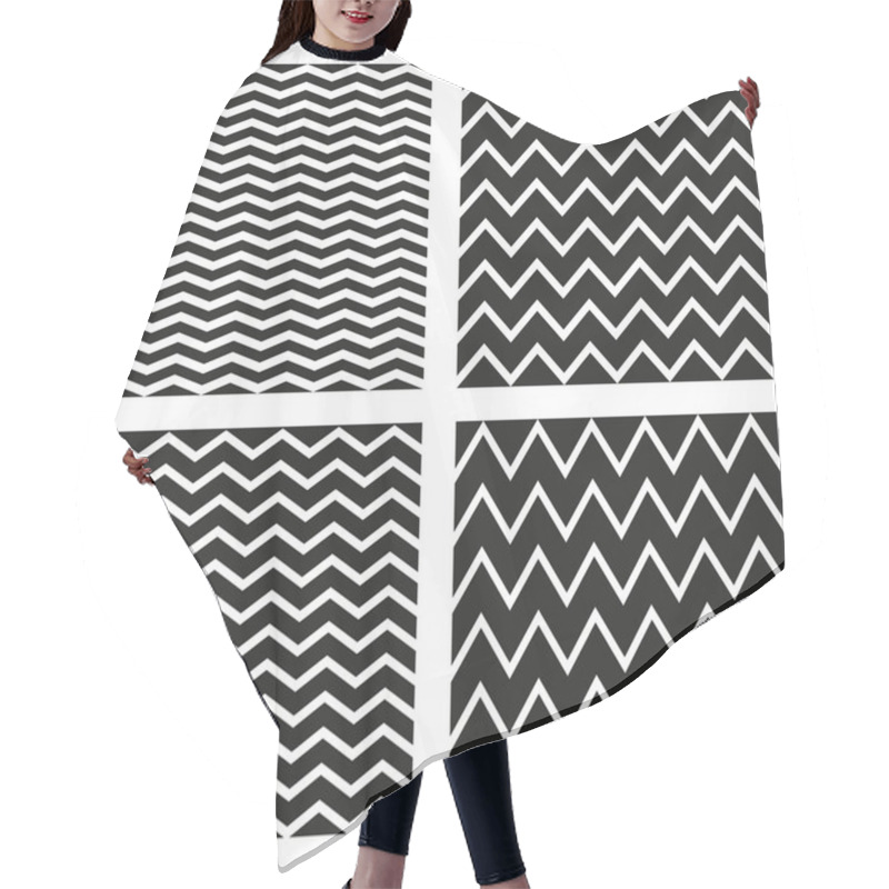 Personality  Vector Tile Seamless Pattern Set With White And Black Zig Zag Background Hair Cutting Cape