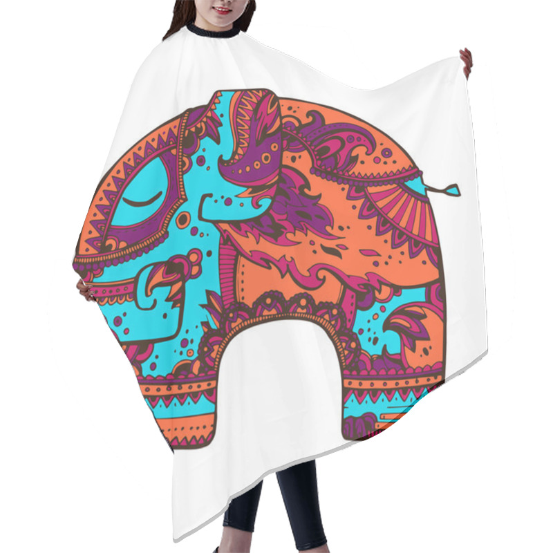 Personality  Bright Abstract Ornated Indian Elephant Hair Cutting Cape