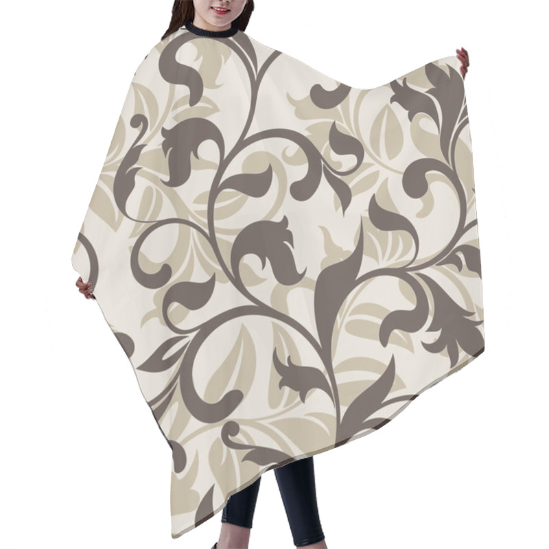 Personality  Seamless Pattern With Floral Tracery On A Beige Background Hair Cutting Cape