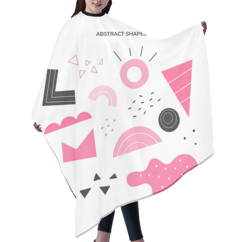 Personality  Abstract Geometric Shapes Collection. Vector Hand Drawn Various Shapes And Doodle Objects For Design. Abstract Contemporary Modern Style. Trendy Colorful Illustration. Stamp Texture. Pink Core Style Hair Cutting Cape