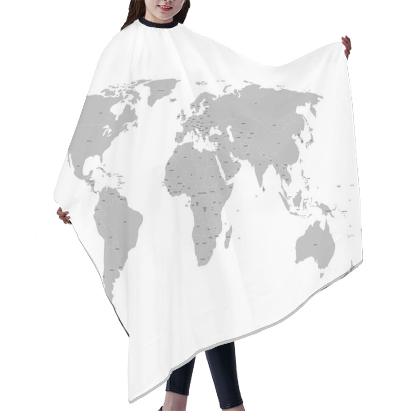 Personality  Political World Map On White Background. Hair Cutting Cape