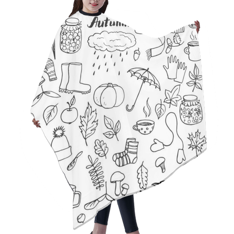 Personality  Autumn Doodle Set Hair Cutting Cape