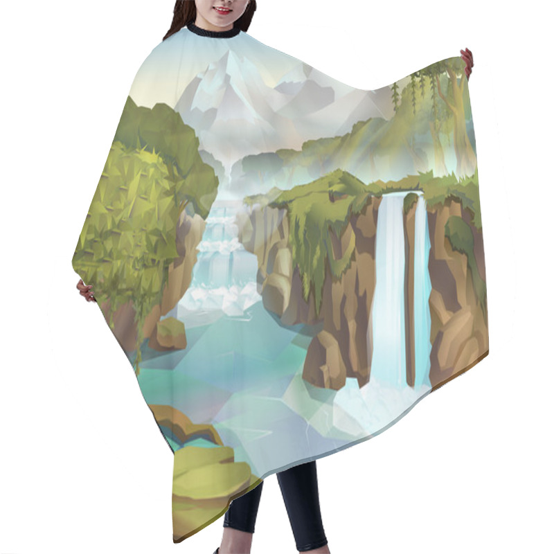 Personality  Forest And Waterfall Landscape Hair Cutting Cape