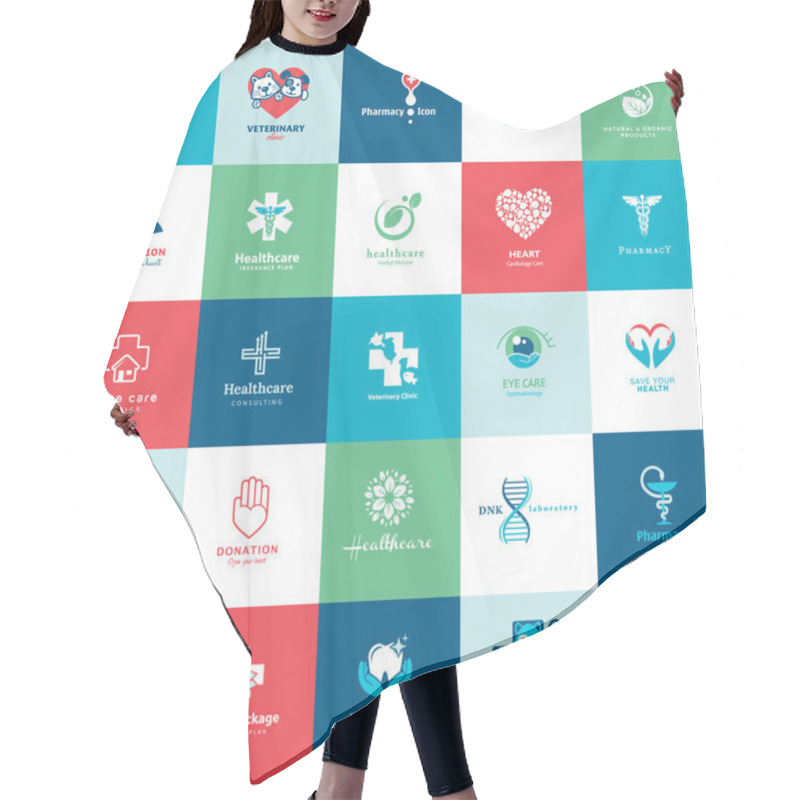 Personality  Set Of Icons For Medicine, Healthcare, Pharmacy, Veterinarian, Dentist Hair Cutting Cape