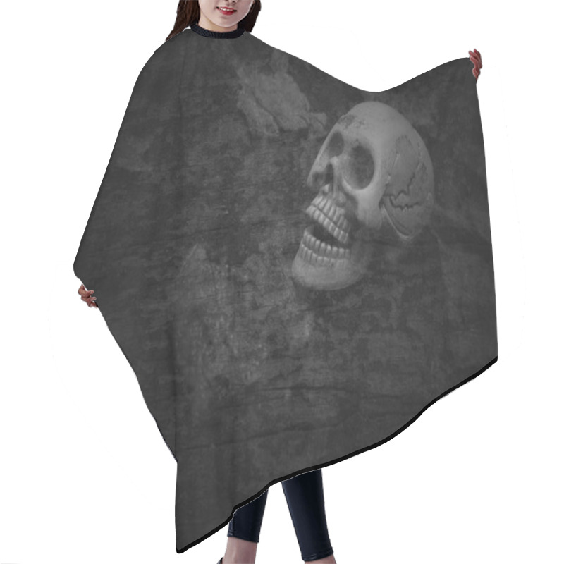 Personality  Skull And Skeleton On Dark Background Hair Cutting Cape