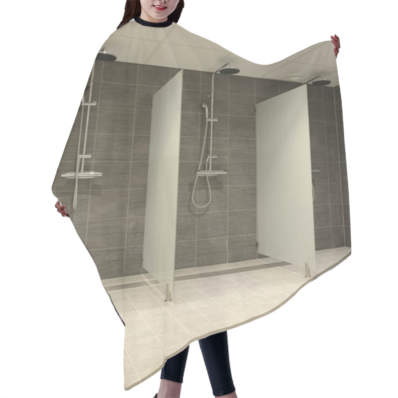 Personality  Three Empty Showers Hair Cutting Cape