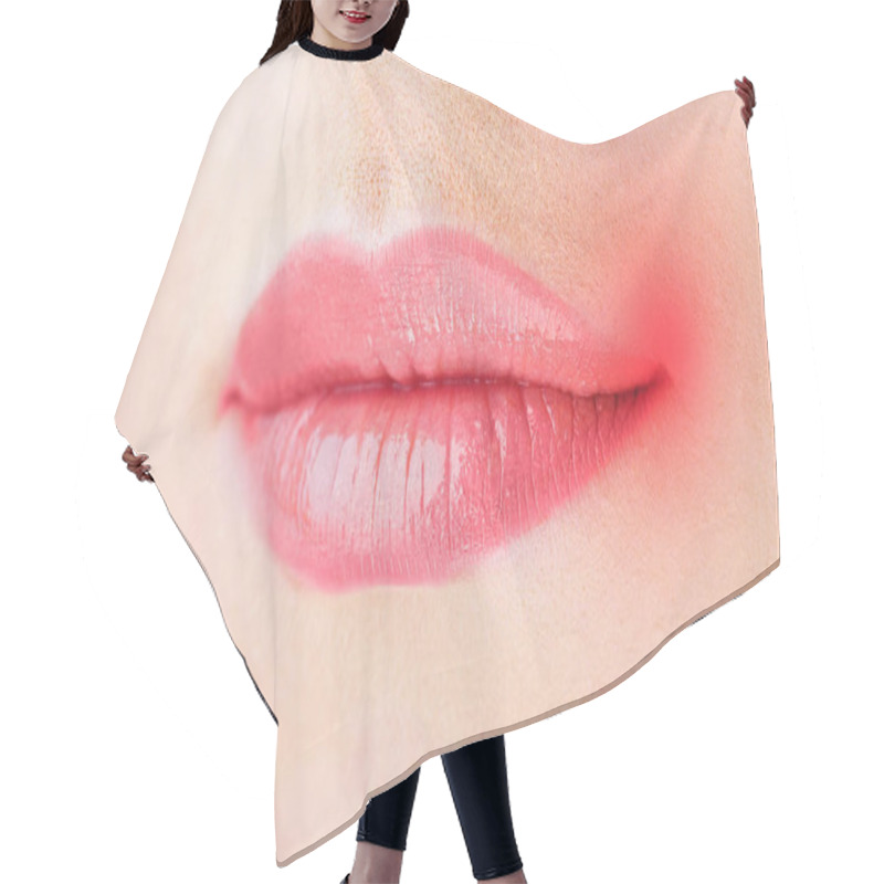 Personality  Female Lips With Herpes Virus, Closeup Hair Cutting Cape