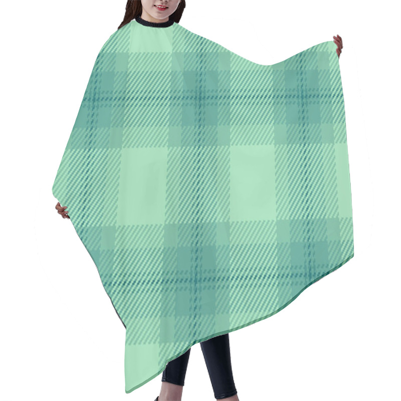 Personality  Bandana Check Fabric Plaid, Identity Pattern Vector Background. Grand Textile Texture Seamless Tartan In Teal And Green Colors Palette. Hair Cutting Cape