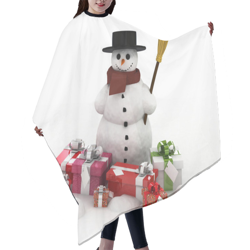 Personality  Snowman And Gift Boxes. Hair Cutting Cape