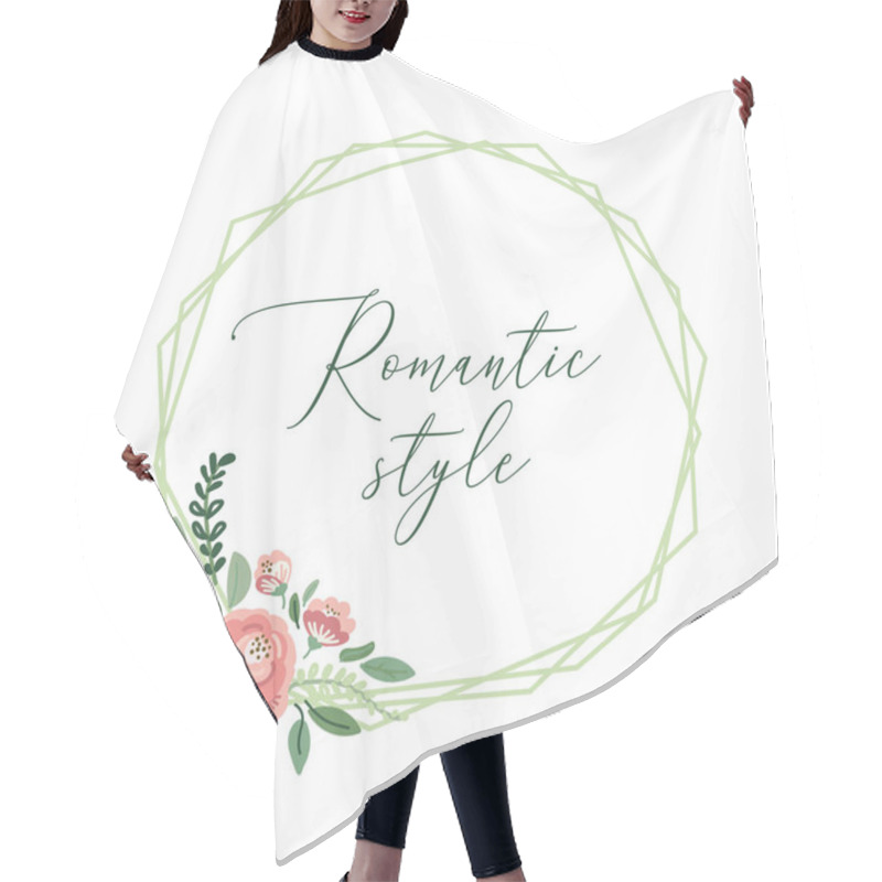 Personality  Cute Botanical Theme Floral Frame Background With Bouquets Of Hand Drawn Rustic Roses And Leaves Branches In Neutral Colors Hair Cutting Cape