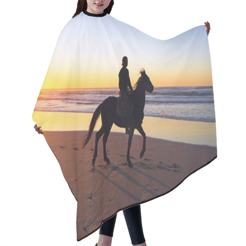 Personality  Horse Riding On The Beach At Sunset Hair Cutting Cape