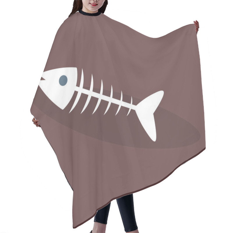 Personality  A Minimalistic White Fish Bone Is Centered On A Brown Background, Casting A Soft Shadow. Ideal For Seafood Themes, Restaurant Decor, Fishing Industries, Minimalist Art, And Marine Biology. Clean Hair Cutting Cape