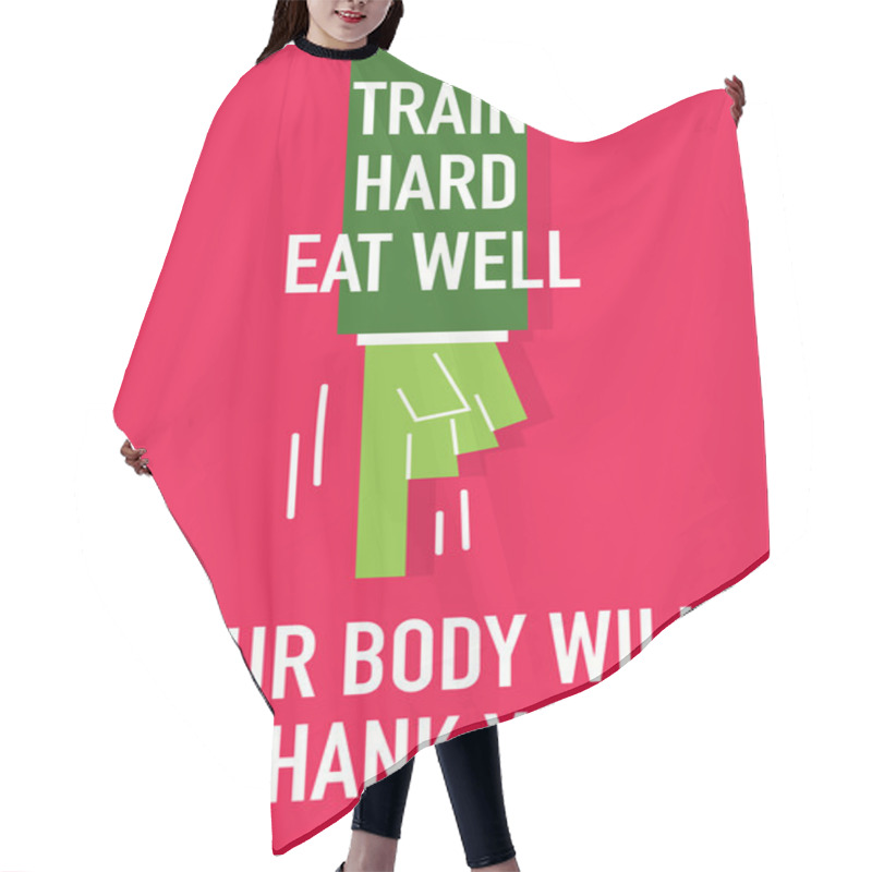 Personality  Words TRAIN HARD EAT WELL Hair Cutting Cape