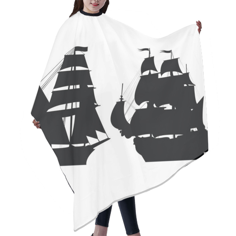 Personality  Set Of Brigantine Silhouettes Hair Cutting Cape