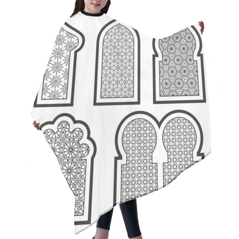 Personality  Arabic Or Islamic Windows Set. Vector Illustration. Hair Cutting Cape