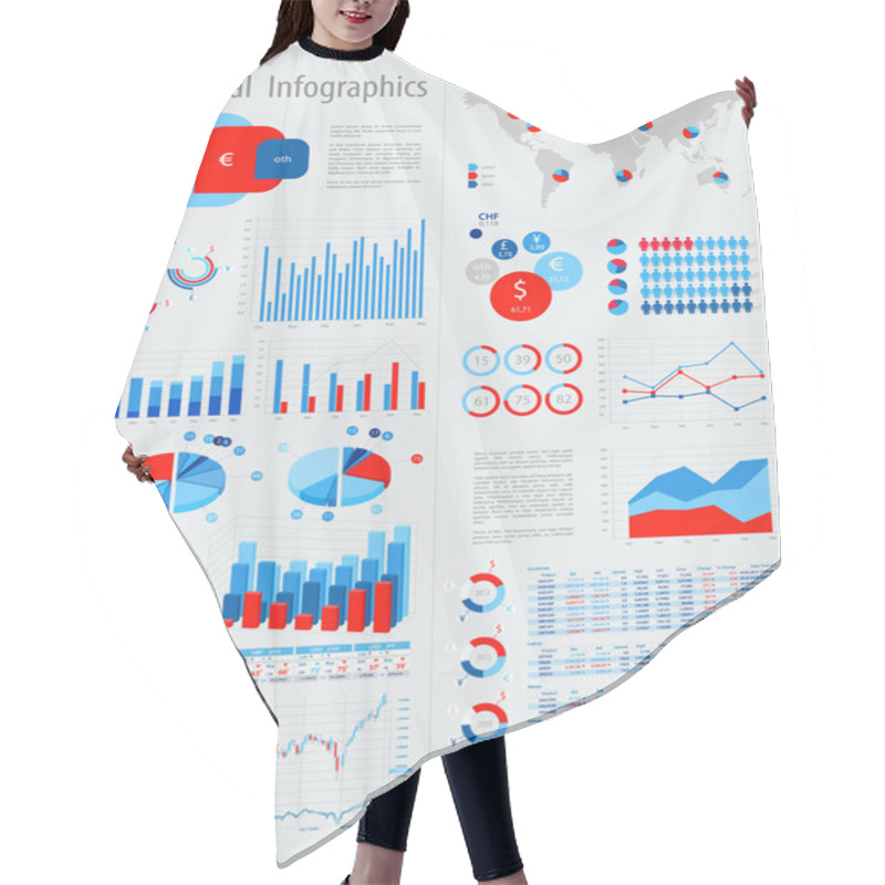 Personality  Financial Infographic Set With Charts Hair Cutting Cape