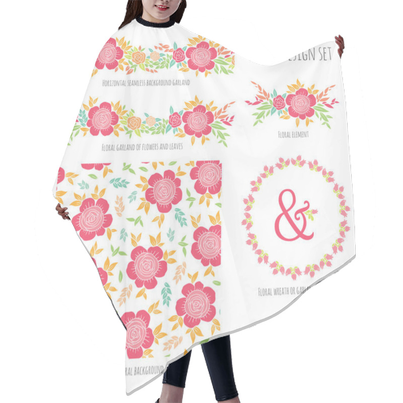 Personality  Set Of Floral Design Elements Hair Cutting Cape