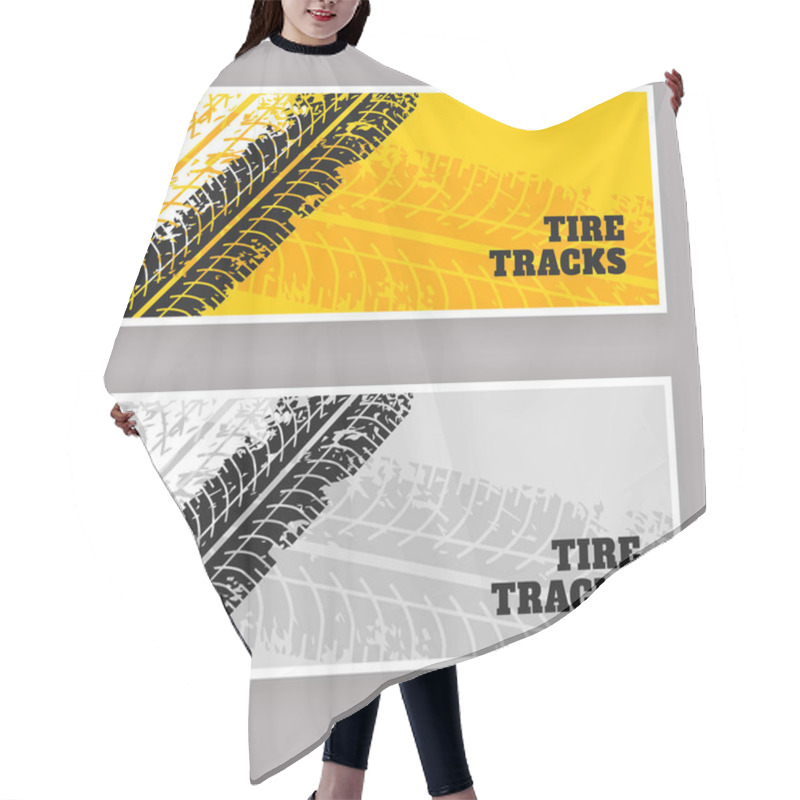 Personality  Tire Tracks Banners Grunge Background Hair Cutting Cape