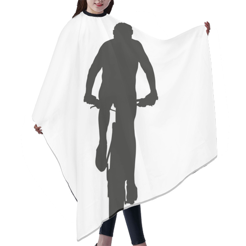 Personality  Isolated Vector Mountain Biker Silhouette Hair Cutting Cape