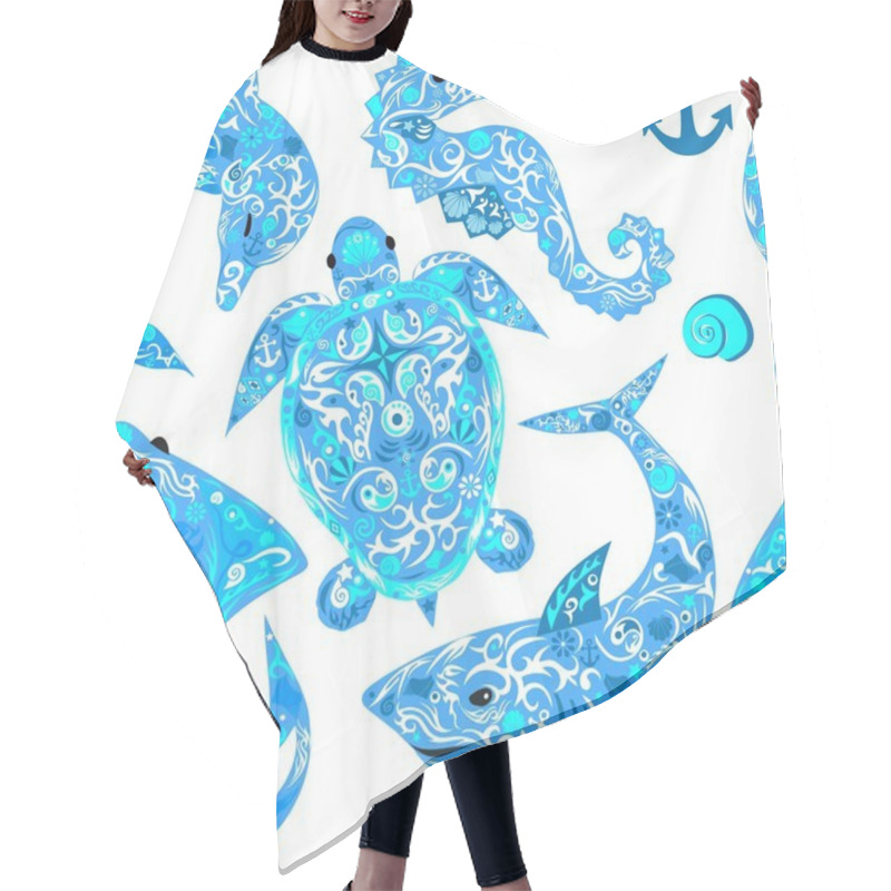 Personality  Marine Animal  Pattern Hair Cutting Cape