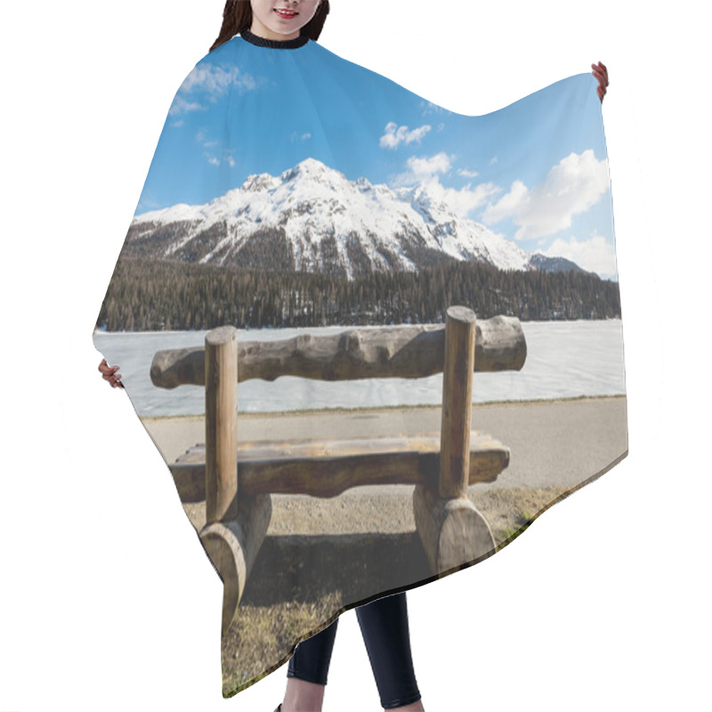 Personality  Mountain Landscape,wooden Bench Hair Cutting Cape