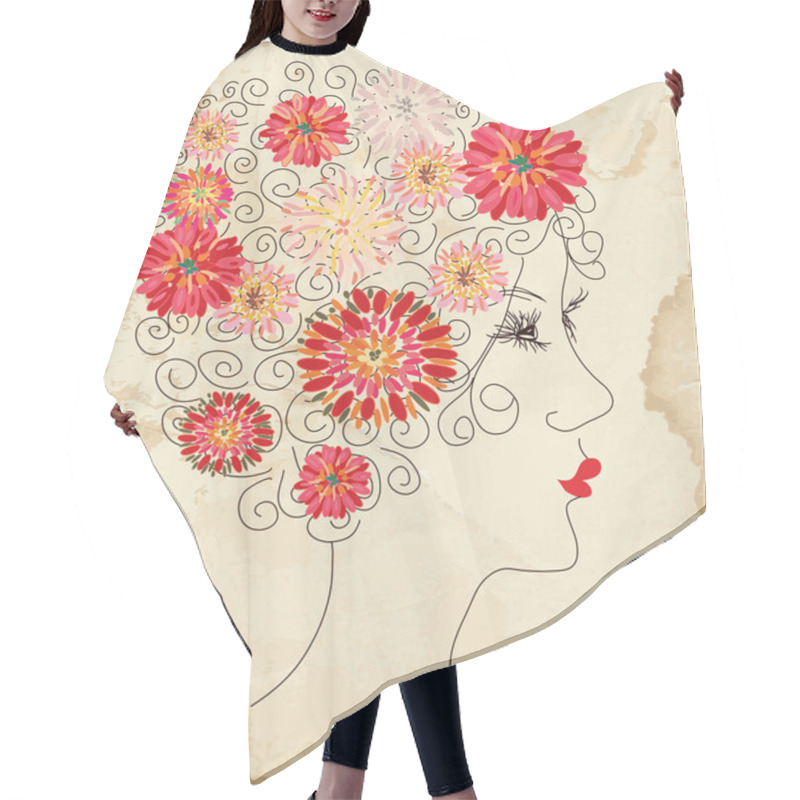 Personality  Fashion Girl Floral Head On The Paper Hair Cutting Cape