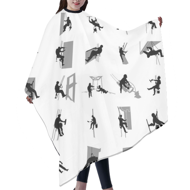 Personality  Worker Climber Silhouette Set, Simple Style Hair Cutting Cape