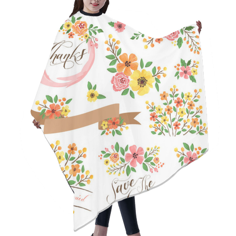 Personality  Yellow Orange Flower Vector Set Hair Cutting Cape