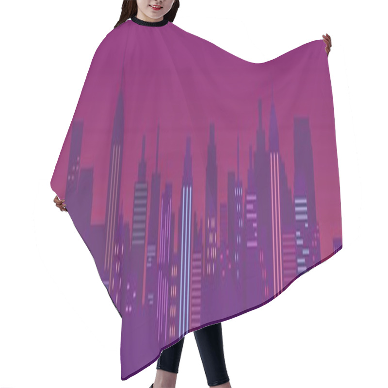 Personality  Illustration Vector Design Of Urban Cityscape Hair Cutting Cape