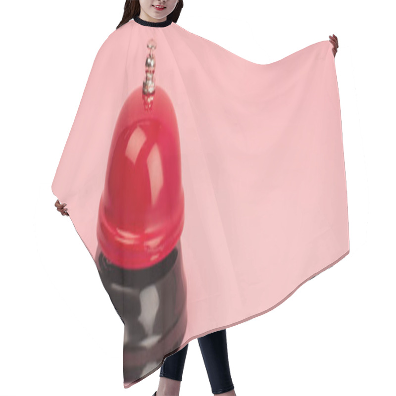 Personality  Red And Metallic Bell Isolated On Pink, Banner Hair Cutting Cape