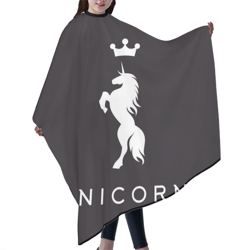 Personality  Unicorn Vector Logo Icon Flat Style Illustration Hair Cutting Cape