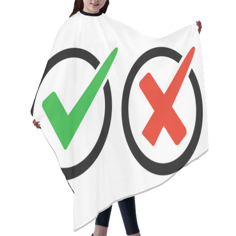 Personality  Green Check Mark And Red Cross. Right And Wrong. Vector Illustration Hair Cutting Cape