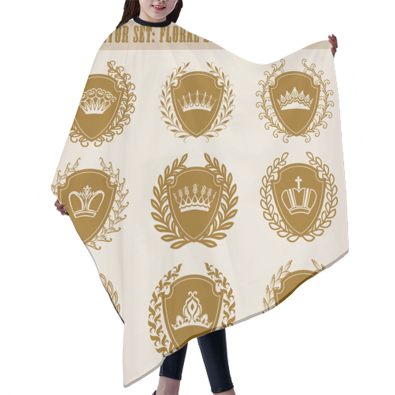 Personality  Golden Shields With Laurel Wreath Hair Cutting Cape