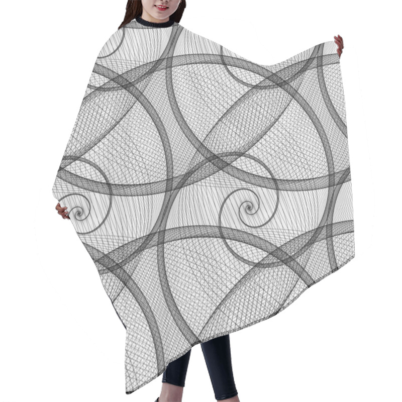 Personality  Monochrome Wired Spiral Pattern Fractal Hair Cutting Cape