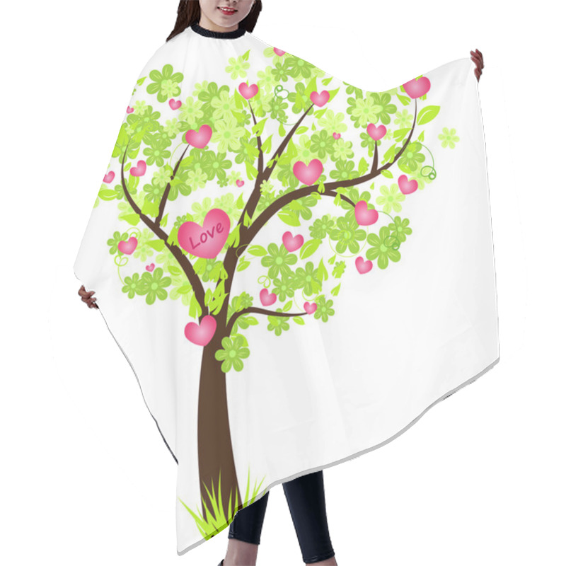 Personality  Valentine's Day Tree With Hearts Hair Cutting Cape