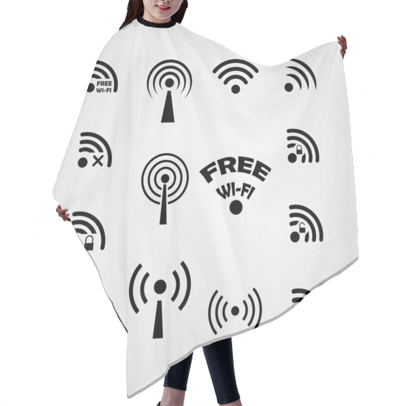 Personality  Set Of Wireless And Wifi Icons Hair Cutting Cape