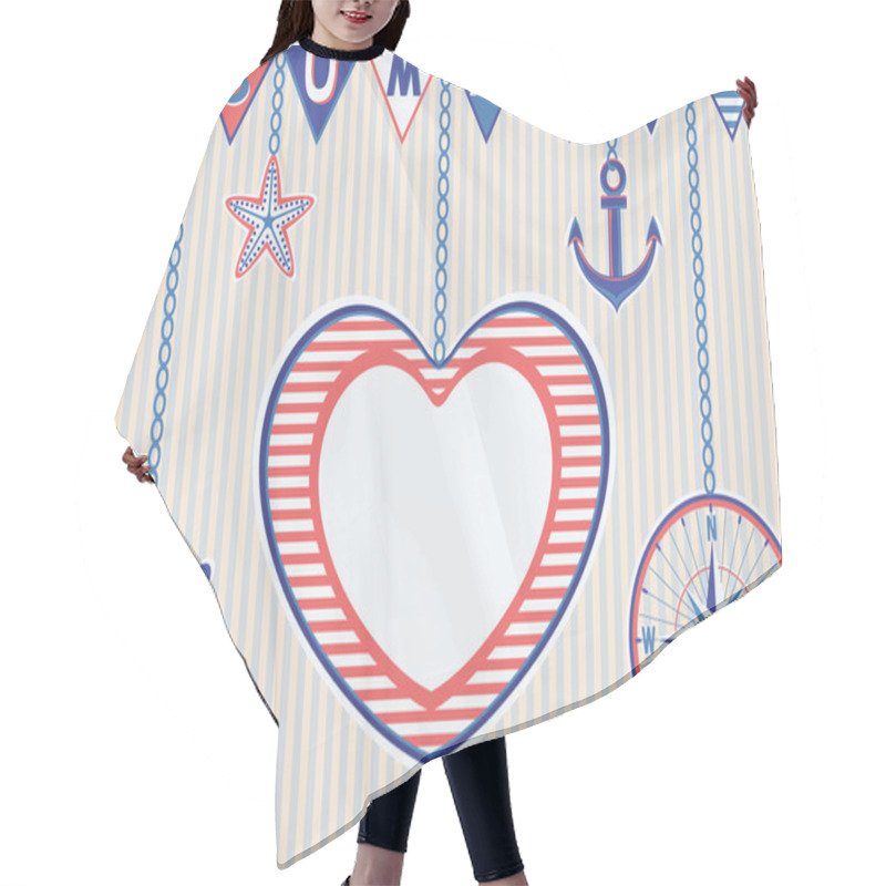 Personality  Nautical Summer Card With Heart Frame Hair Cutting Cape