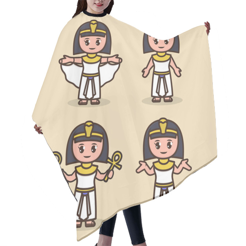 Personality  Set Of Cute Cleopatra Egypt Mascot Design Illustration Hair Cutting Cape