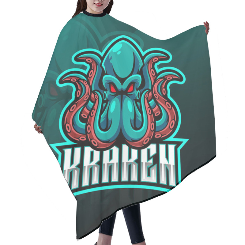 Personality  Kraken Octopus Sport Mascot Logo Design Hair Cutting Cape