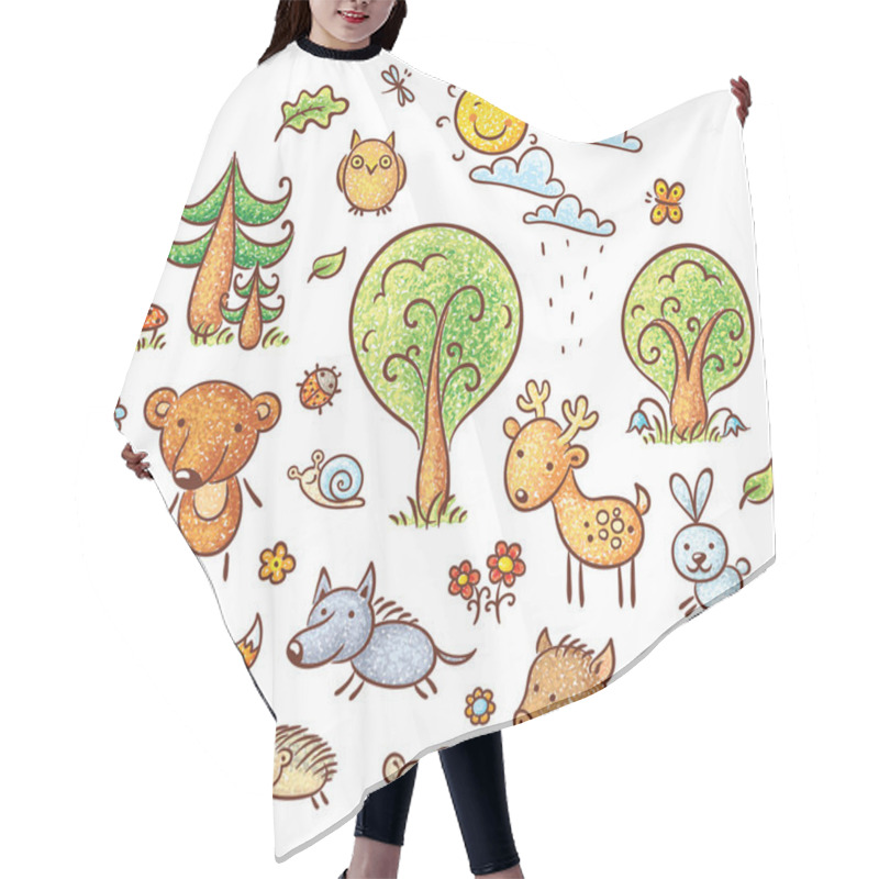 Personality  Cartoon Forest Set Hair Cutting Cape