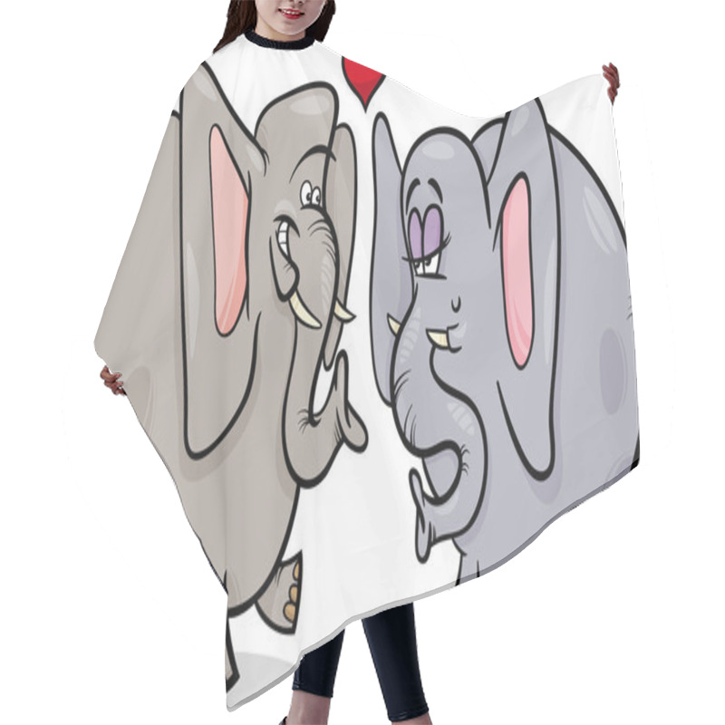 Personality  Elephants In Love Cartoon Illustration Hair Cutting Cape